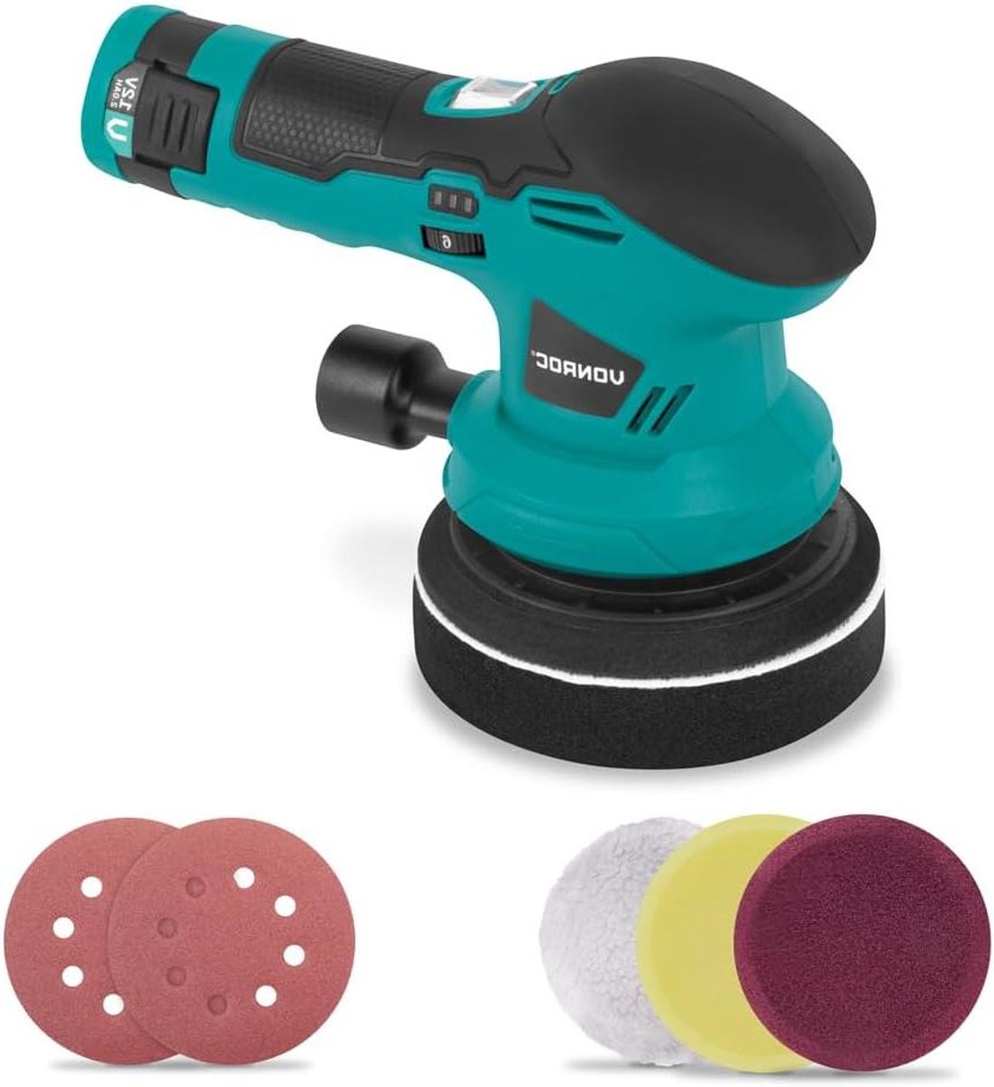 Polijstmachine Schuurmachine - Dubbele Actie - Auto Motor Boot - 2-in-1 Functionaliteit - 125 mm Schijf - Zwart