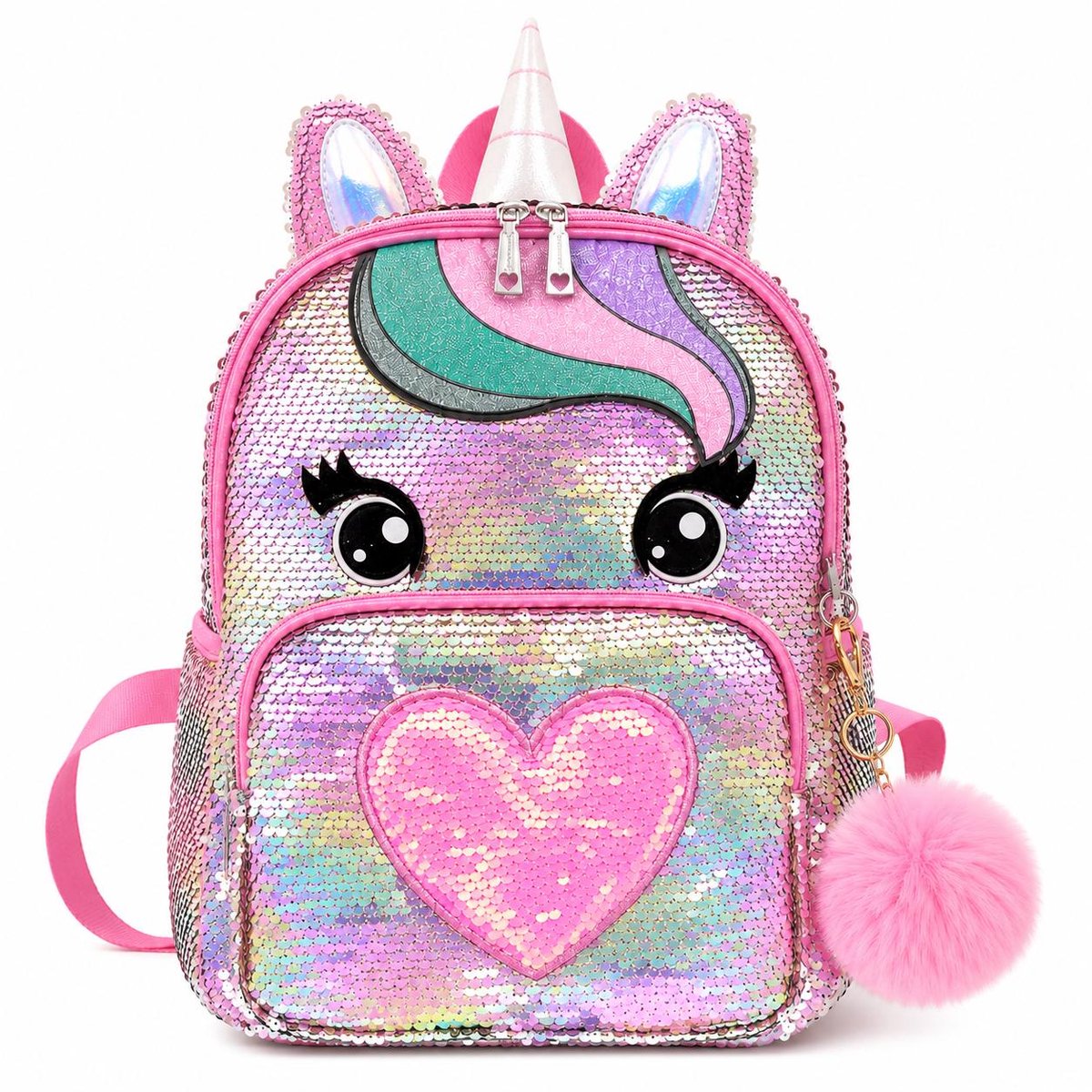 Unicorn Rugtas Meisjes - Rugzak Meisje - Unicorn - Tas - Eenhoorn - Regenboog - Glitter - Schooltas - Pailletten - 33cmx25cm - Rugtassen Meisjes - Rainbow - Peuter - Kleuter - Rugzakken