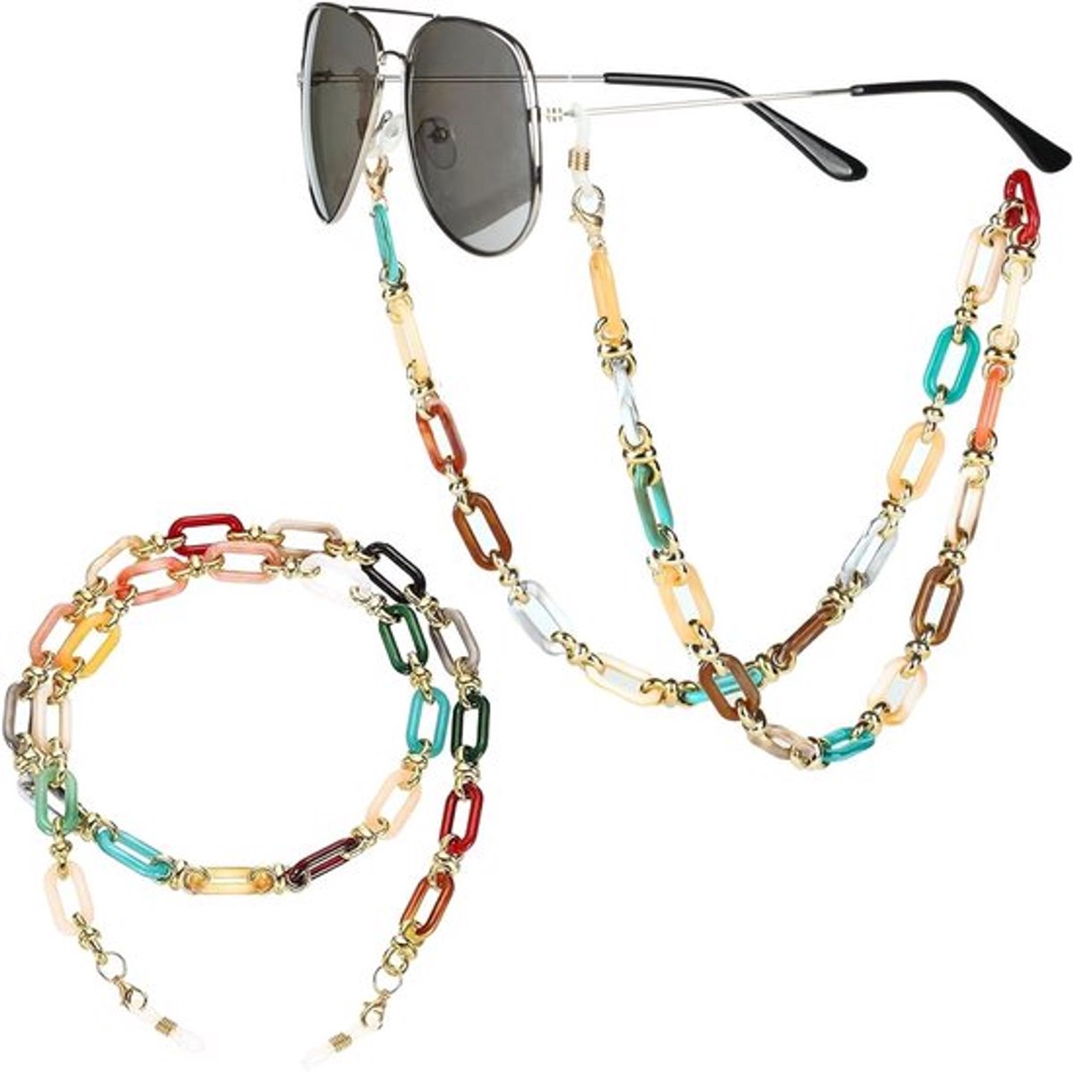 Acryl Glazen Kettingen Set - Modieuze Brillen Kettingen - Anti-Lost Lanyards - Dames Zonnebril Accessoire