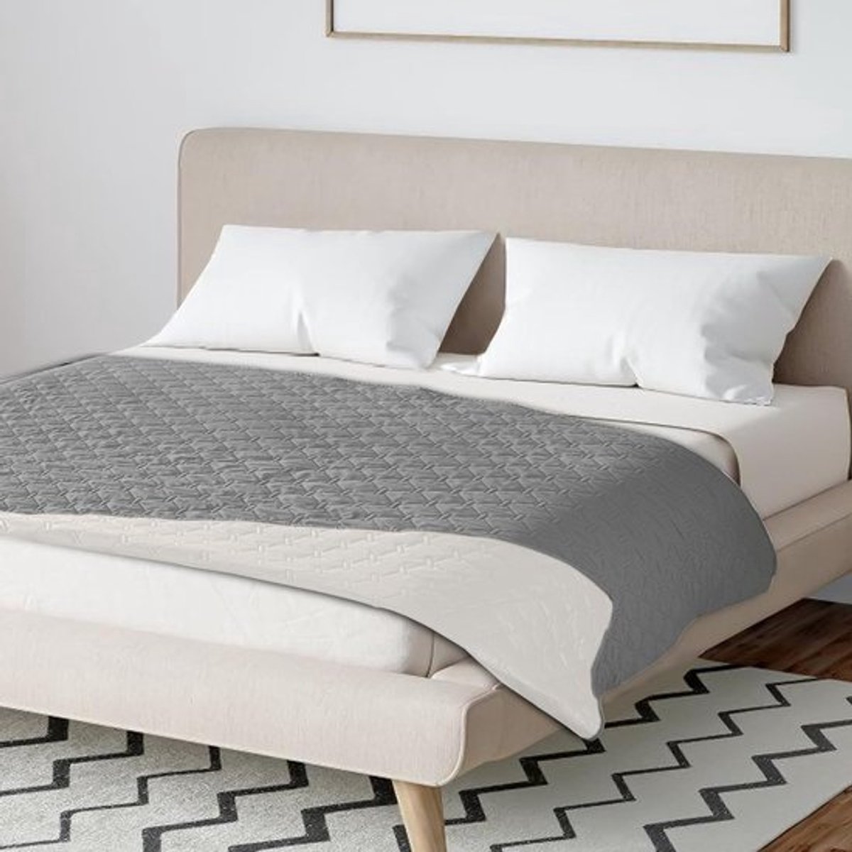 Waterdichte Hondendeken 76 x 190 cm, Bescherming voor Sofa, Auto en Bed, Wasbare Deken met Ruitpatroon (Lichtgrijs) - Ideaal voor Huisdieren en Meubels