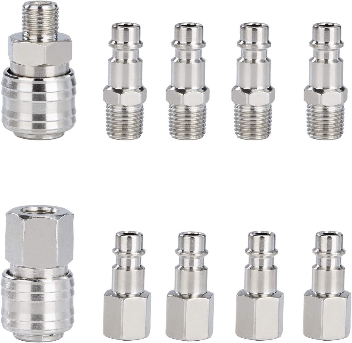 10-delige compressor quick release 1/4 inch BSP luchtkoppeling set voor luchtcompressor en slangaansluitingen
