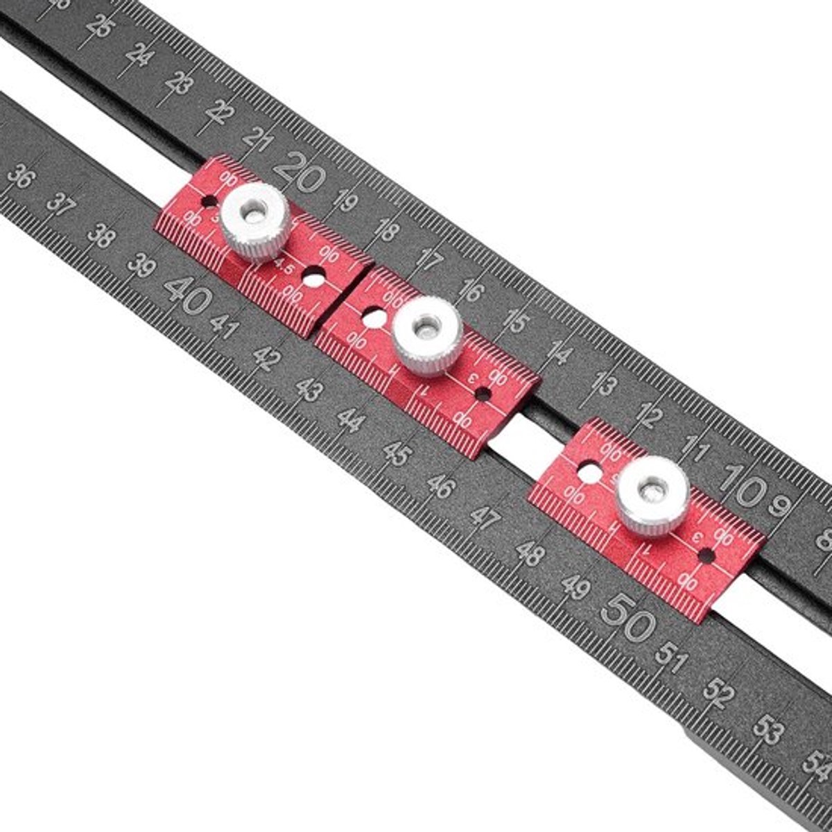 Verstelbare Boorpositioneringsliniaal - 60 cm, Multi-hoek T-vierkant voor Houtbewerking - Zwart, 4-in-1, Met Schuifregelaars.