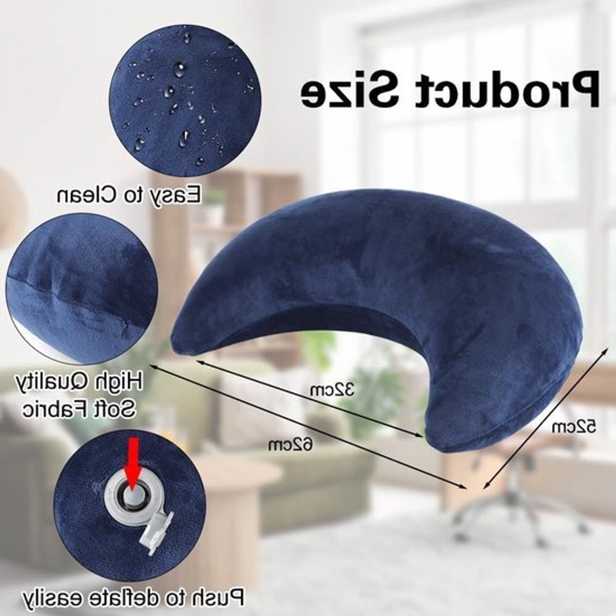 Ergonomisch Gaming Kussen voor Lange Speelsessies, Ideaal voor Lezen op Bed, Bank of Vloer, Comfortabel en Ondersteunend Kussen in Blauw