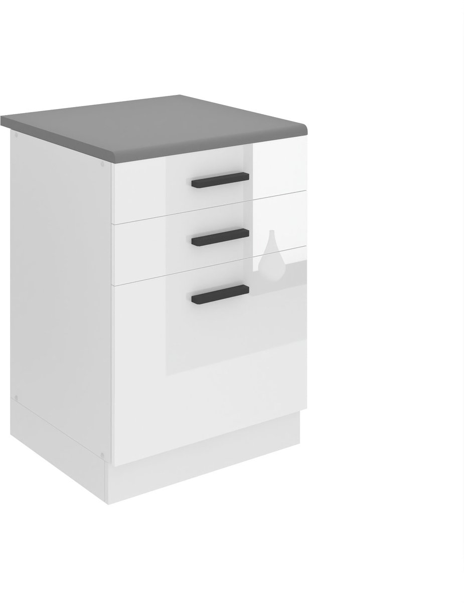 BELINI Keukenonderkast SDSZ 60 cm met Laden met Werkblad - Wit Hoogglans