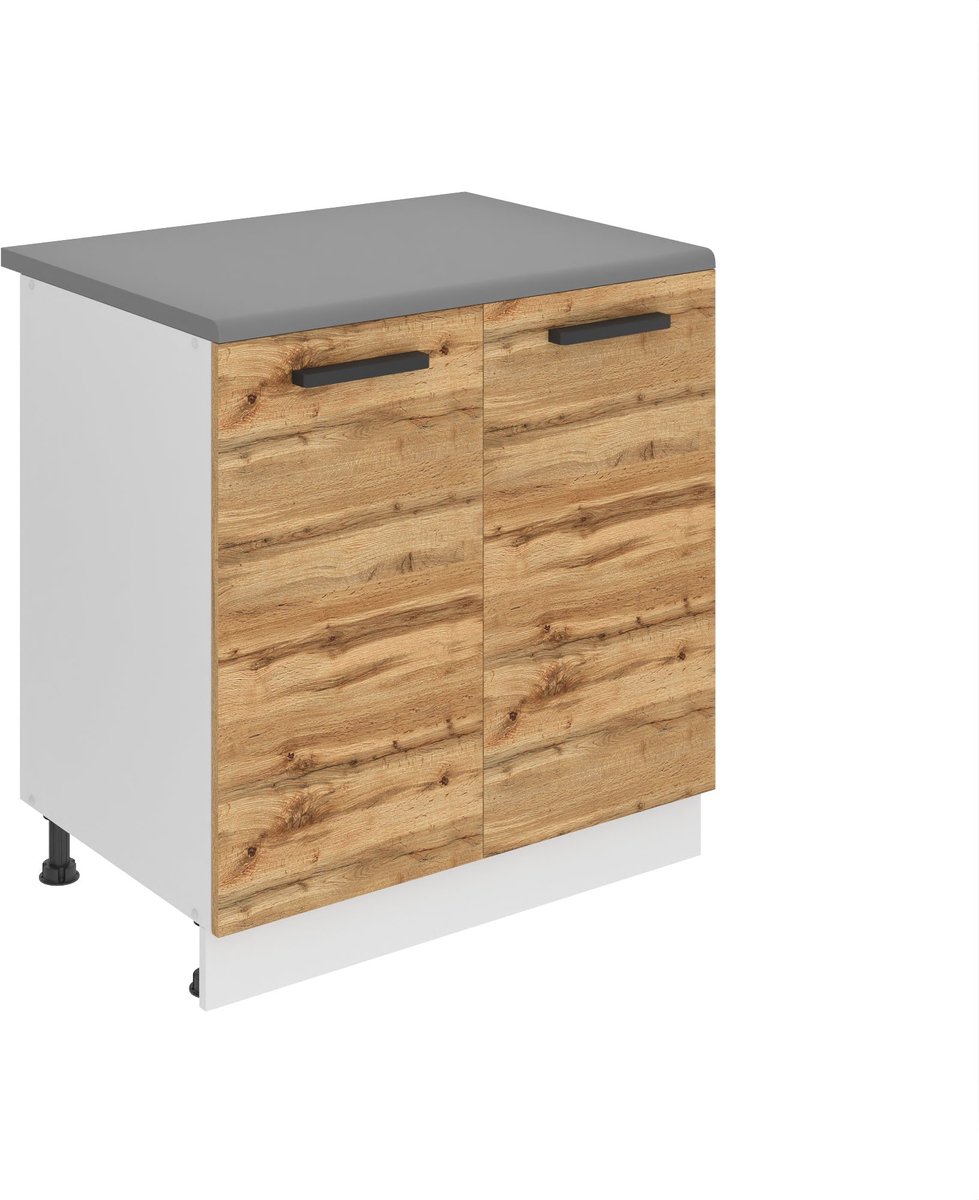 BELINI Keukenonderkast SD 80 cm met 2 Deuren met Werkblad - Wotan Eiken