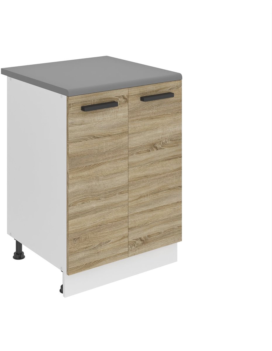 BELINI Keukenonderkast SD2 60 cm met 2 Deuren met Werkblad - Sonoma Eiken