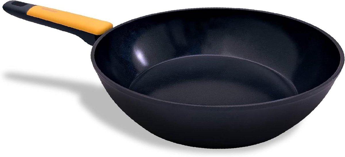 Wok Pan - Koekenpan Aziatisch - Roerbak Gerechten - Keramische Coating - 28 cm - Zwart