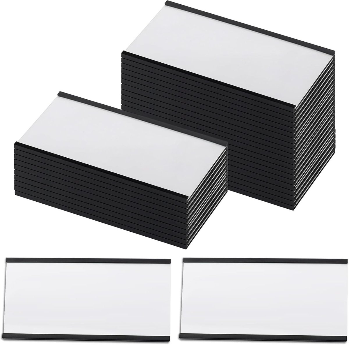 30 Stuks Magnetische Labelhouders 5x10cm met Beschermfolie en Witte Kaartinvoegen voor Archiefkasten en Metalen Planken, Ideaal voor Organisatie en Labeling