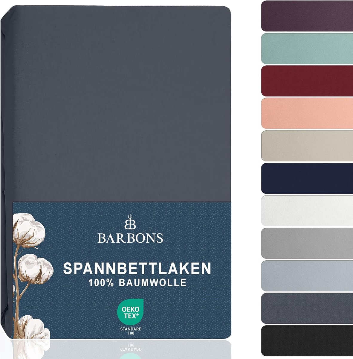 SnelShoppen - Hoeslaken 200 x 200 cm, Donkergrijs, 100% Katoen, Oeko-Tex-gecertificeerd, Jersey Beddengoed voor Boxspringbed en Dikke Matrassen tot 27