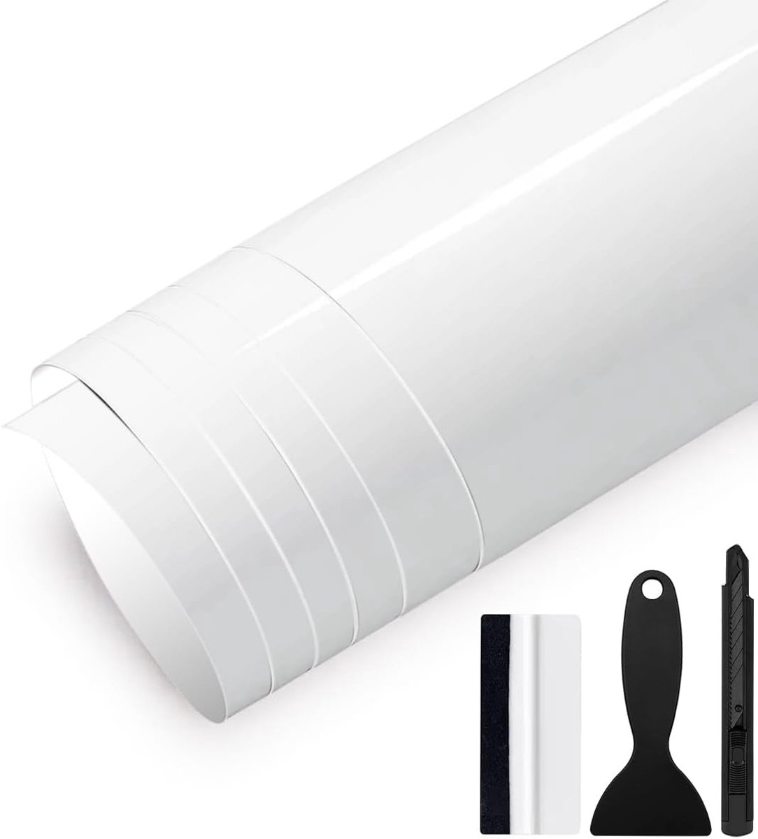 SnelShoppen - 30 cm x 150 cm Glans Autofolie - Zelfklevende Autofolie Met Luchtkanalen - Luchtbellenvrije Autofolie Voor Motorfiets, Fiets, Doe-Het-Ze