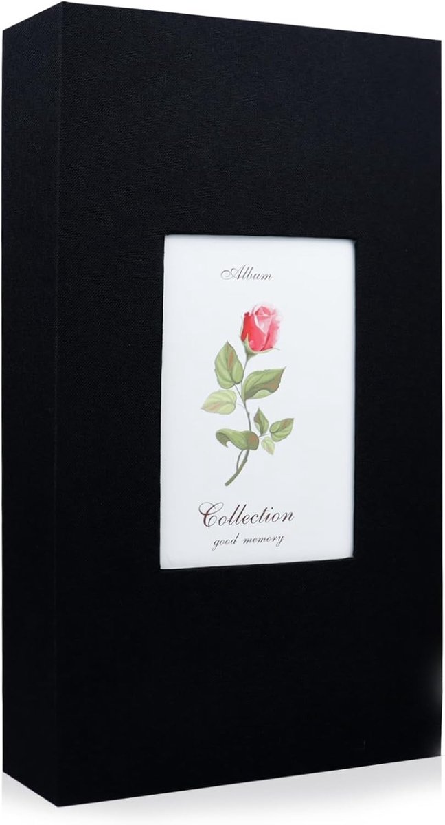Fotoalbum voor 300 foto's, 6 x 4 cm met 14 x 9 cm fotovenster, linnen album voor bruiloften en familiefeesten, 33 x 18 x 5 cm