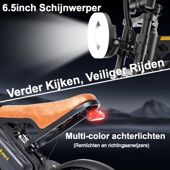 M16 Elektrische Fiets-16 x 4.0 Inch Fatbike Banden - 48v 13.5 Ah - 250w Motor - Actieadius 50 km-Dubbele schijfremmen — afbeelding 5