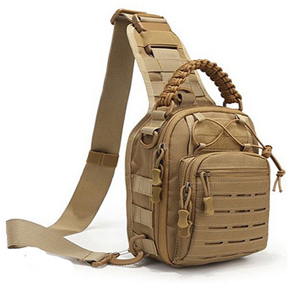 Heren borsttas - tactische camo crossbody tas - waterbestendig slijtvast - multifunctioneel - voor buitensport en militaire stijl—Khaki