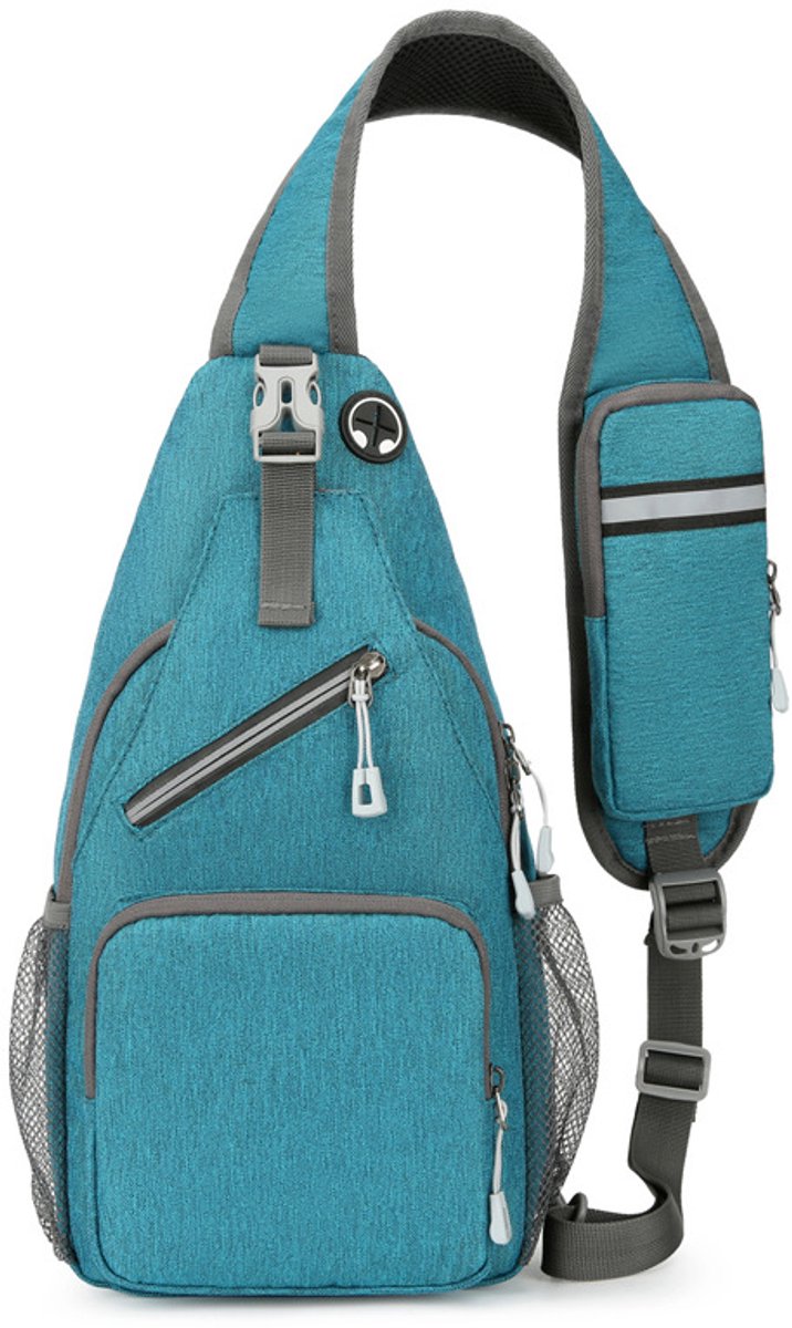 Klein crossbody schoudertasje - met telefoonvakje - verstelbare schouderband - borsttas voor dames en heren - casual model voor wandelen reizen en sport—Groen