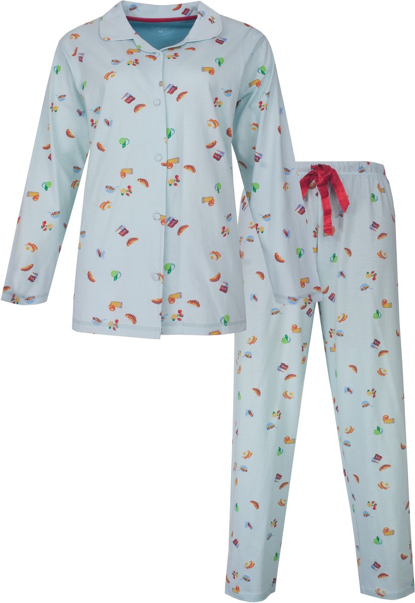 Tenderness Dames Pyjama - Doorknoop - Lichtblauw - Maat L