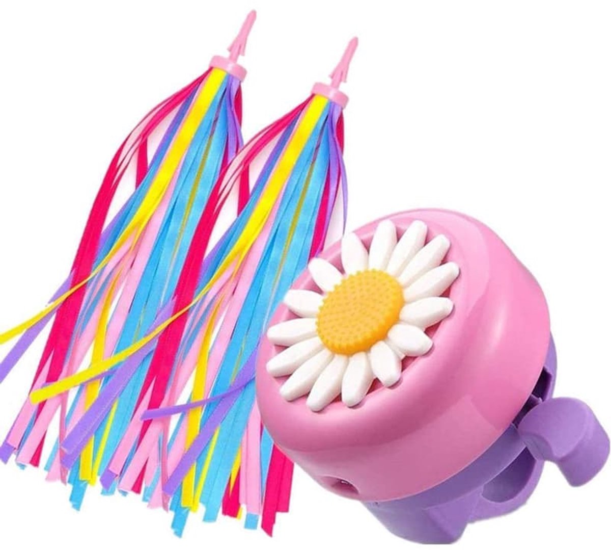 Kinderfietsbellen (1 stuk) en kinderfietslinten (2 stuks), geschikt als accessoires Geschikt voor kinderfietsen.