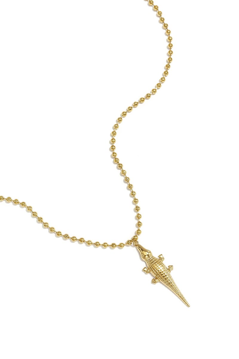 Lulu - Krokodil Ketting - Stainless Steel - - Goud