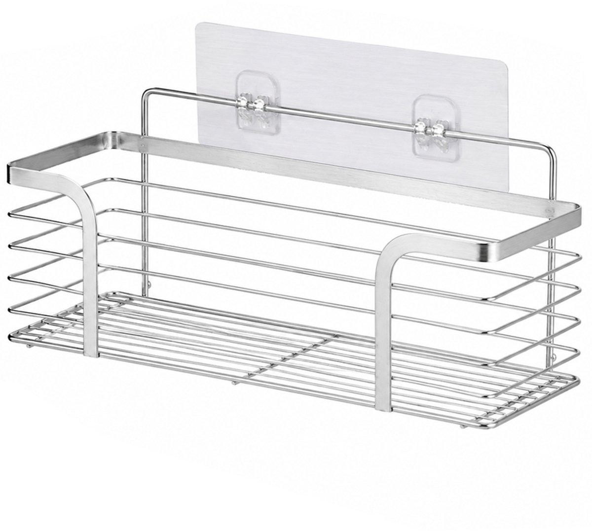 VHV-Badkamerrek - Zonder boren en ruimtebesparend - Zelfklevend wandrek met wandstickers - Doucherek en badkamerplank voor douche, badkamer en keuken - RVS - 1 stuk - M-30cm - Zilver
