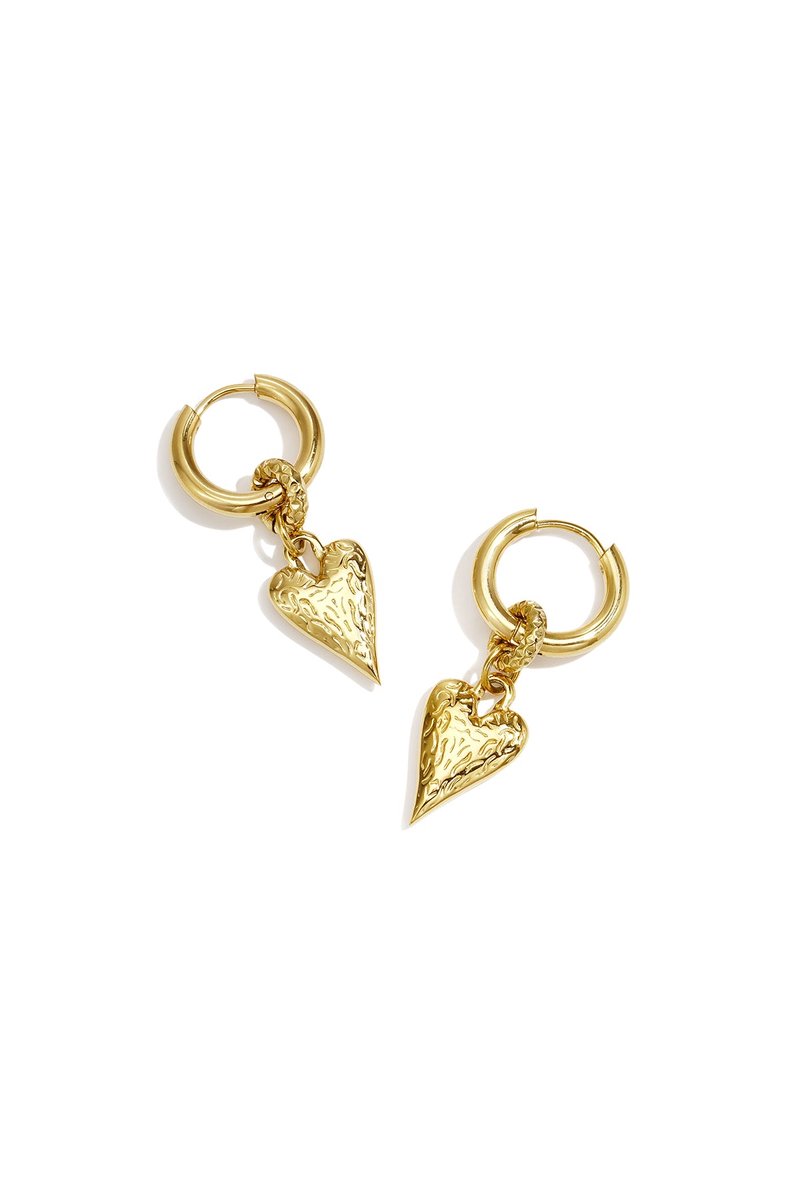 Jolie - Hartjes Oorbellen - Goud - Stainless Steel - - Goud