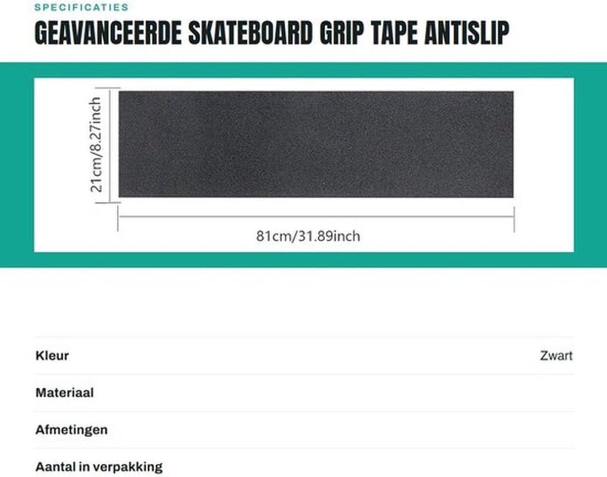 Skateboard Grip Tape Waterdicht - Antislip Schuurpapier - 81x21 cm - Slijtvast - Microperforaties - Veilig Gebruik - Griptape