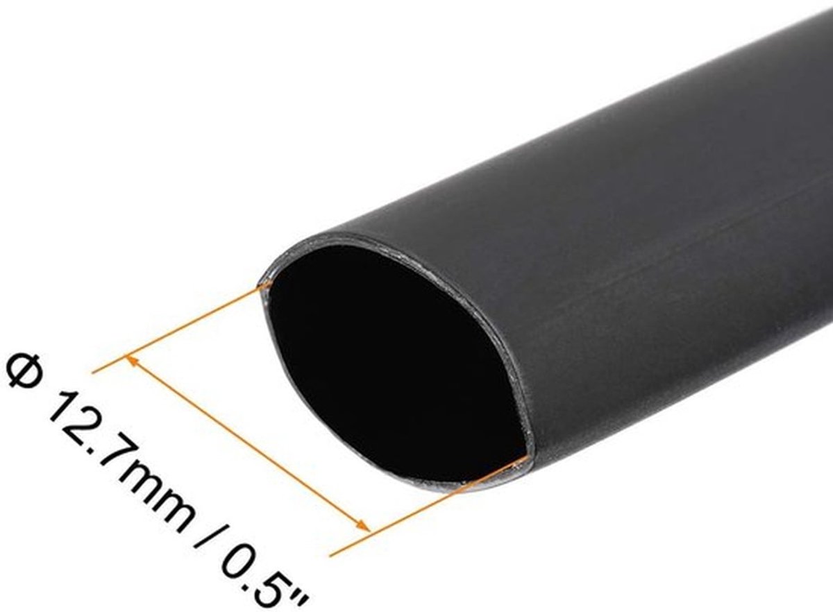 Krimpslang - 12,7 mm - Waterdichte isolatie - Zwart - Elektrische reparaties - Voor draadconnectoren en kabels
