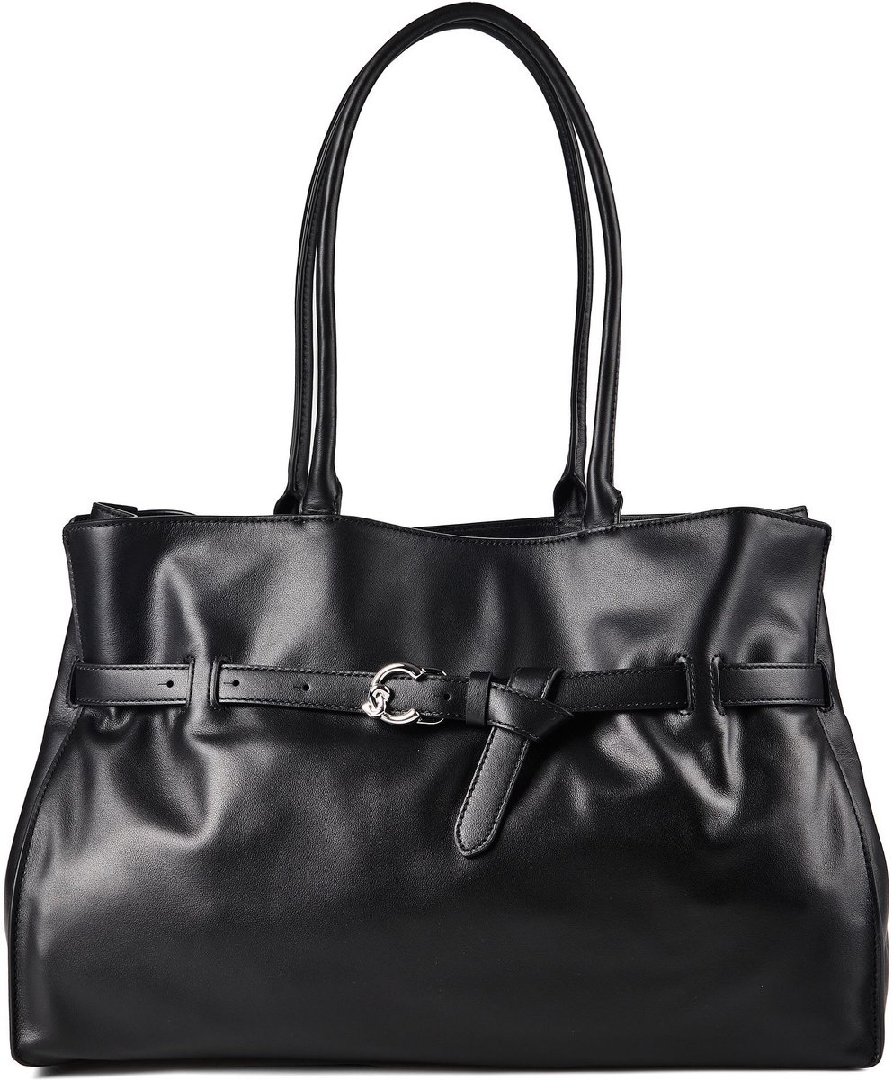 COCCINELLE Leren schoudertas handtas Sabine Soft Shoulder Bag Noir zwart
