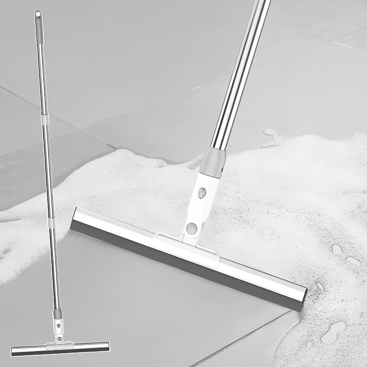 Lìon® Vloertrekker - Vloertrekker met Steel - Vloerwisser - Zilver - 130cm x 30cm x 5cm