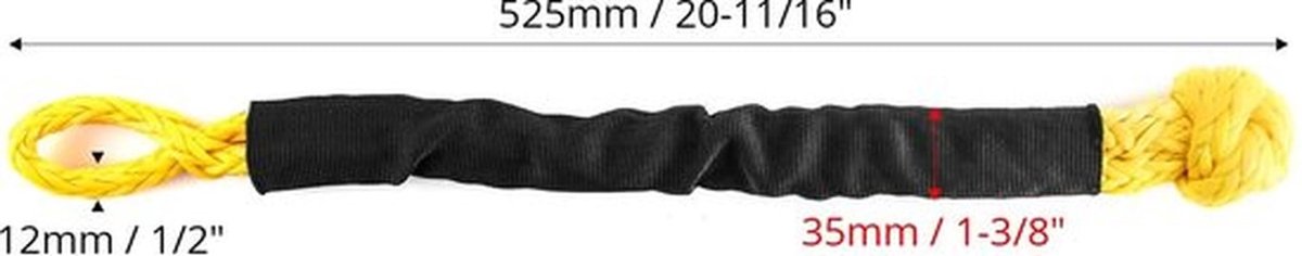 Hersteltouw 12 mm - 14T Breeksterkte - Zachte Beugel - Sterke Karabijnhaak - 2 Stuks - UV-bestendig - Sleepkabel