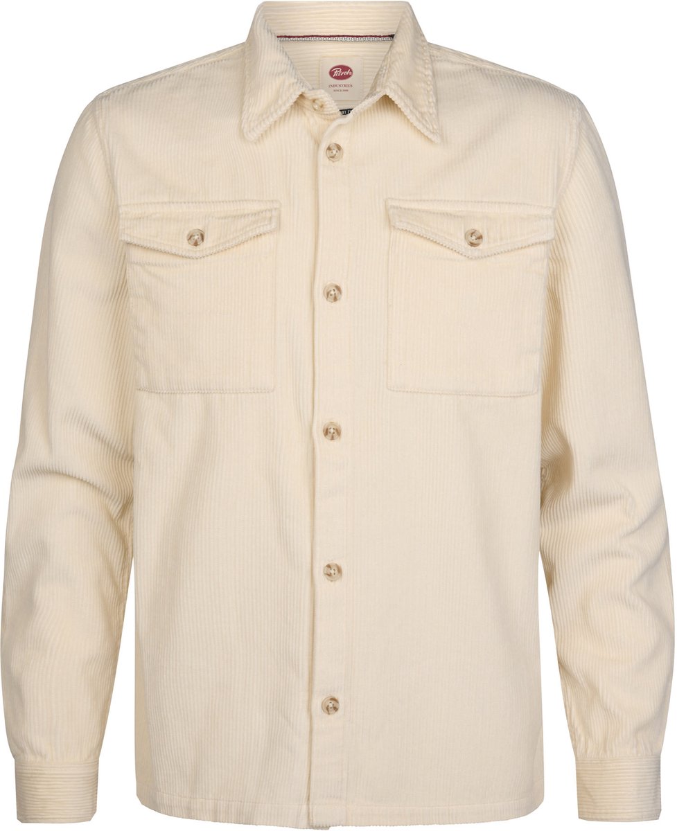 Petrol Industries - Heren Corduroy overshirt met brede rib ironmeadow - Wit - Maat XL
