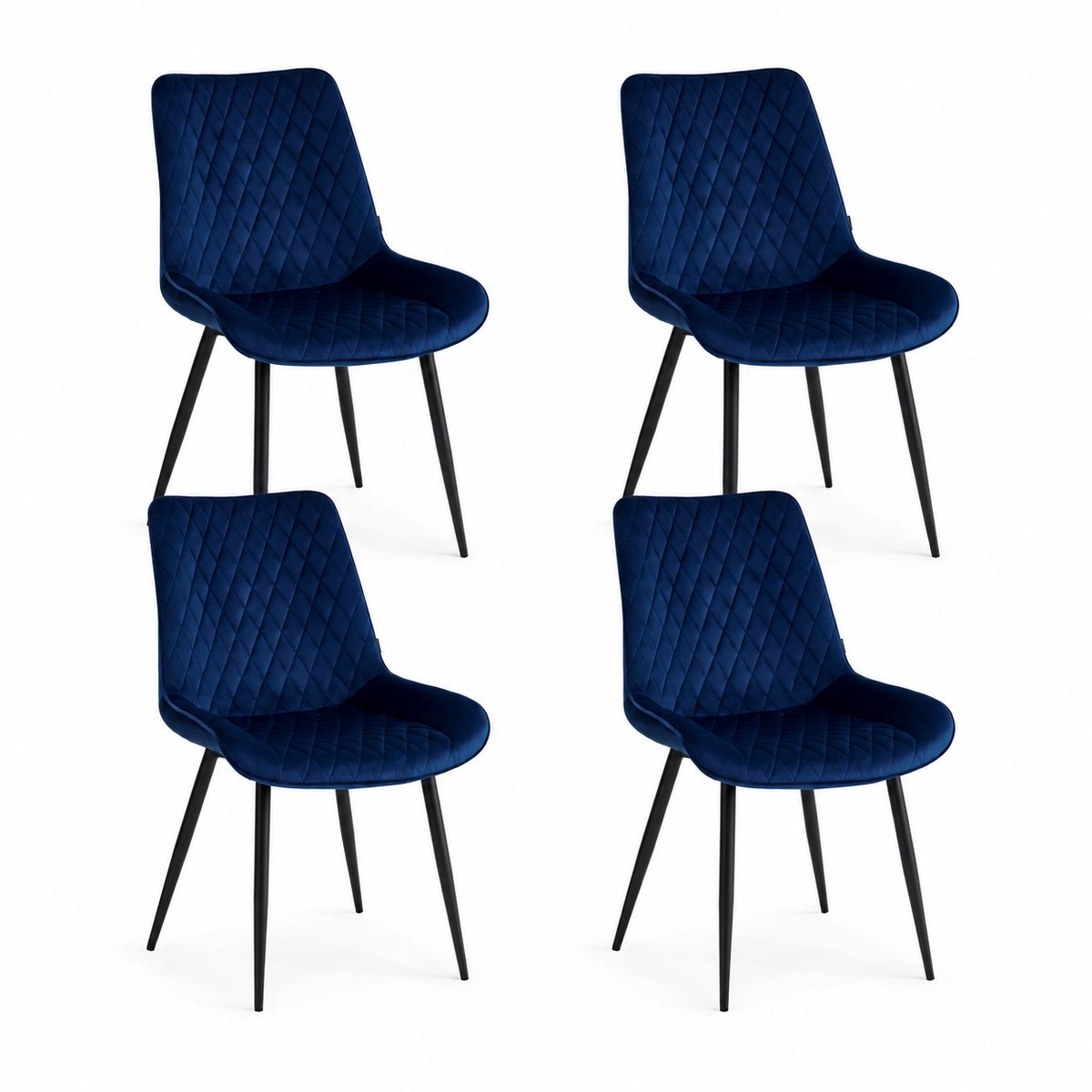 Colenis - Adama Eetkamerstoel - Set Van 6 - Blauw - Fluweel - Velvet - Industrieel
