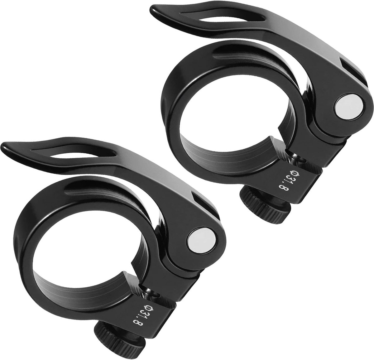KZQ Fietszadelklemmen - 2-delige set - 31,8 mm zadelpenklemmen - snelspanner - geschikt voor zadelpennen met een buitendiameter van 27,2-28,6 mm - hoogwaardige verstelbare fietszadelklemmen - zwart