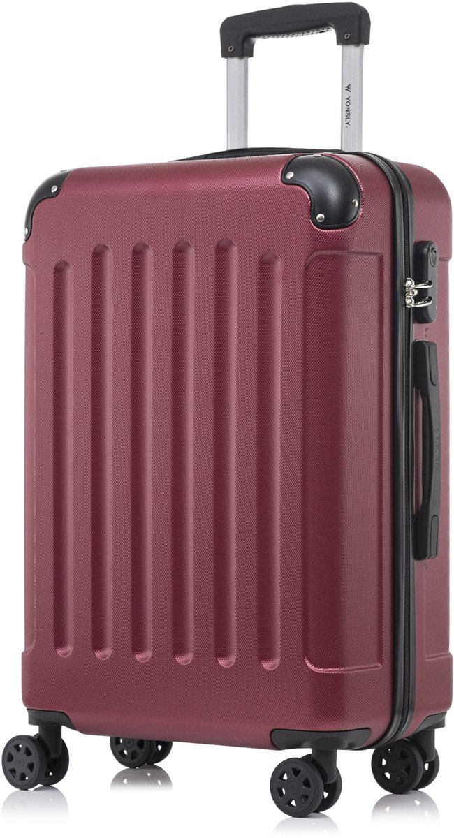 YONSLY Handbagage Koffer - 66cm - 66 L - Cijferslot- 360° Draaibare Wielen - Trolley- 66 x 43 x 30 cm - Wijnrood