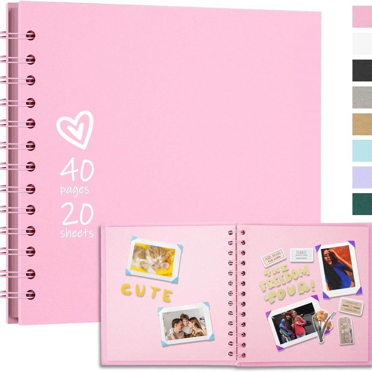 Fotoalbum - Fotoalbum insteekalbum - 7 inch - Spiraalalbum - Scrapbooking Boek - Fotoboek - Scrapbook - Plakalbum - Plakboek - Fotoalbum insteek - Fotoalbum klein - Fotoboek plakalbum - Baby Album - Fotoboek insteekalbum - DIY Scrapbook Album - Roze
