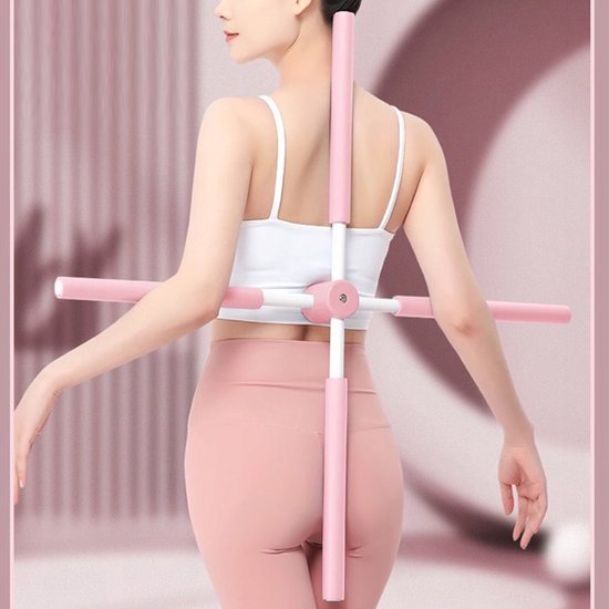 Yogastok - Houdingstrainer - 77 cm Kruisvormig Ontwerp - Metaal en ABS - Zachte Schuimlaag - Eenvoudig te Monteren en Opbergen - Voor Schouder-, Rug- en Borststretching, Yoga, Dans en Thuisgebruik — afbeelding 4
