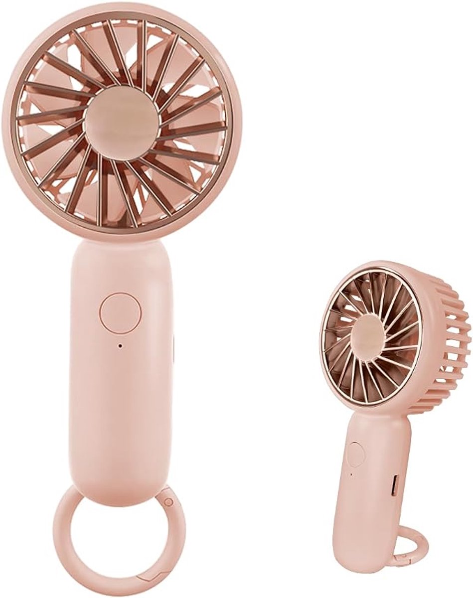 Mini Handventilator - Krachtige USB Tafelventilator - Lichtgewicht - Met Clip - Voor Thuis, Kantoor en Buiten - Roze