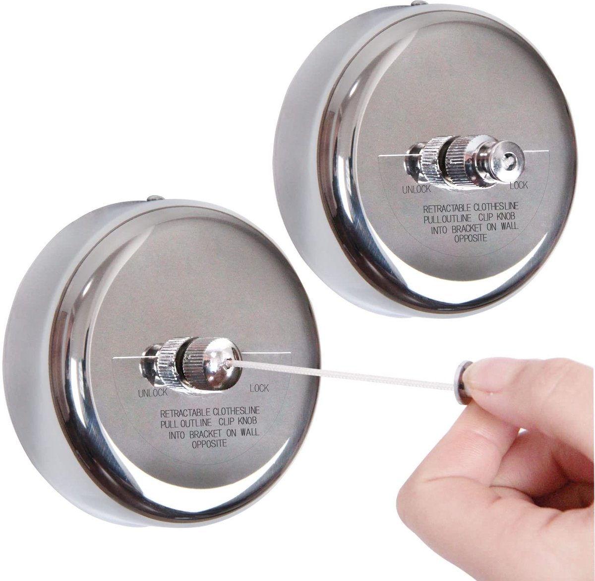 Solidchoice - Retractable Kledinglijn 304 RVS 2 Stuks met Verstelbare Draad