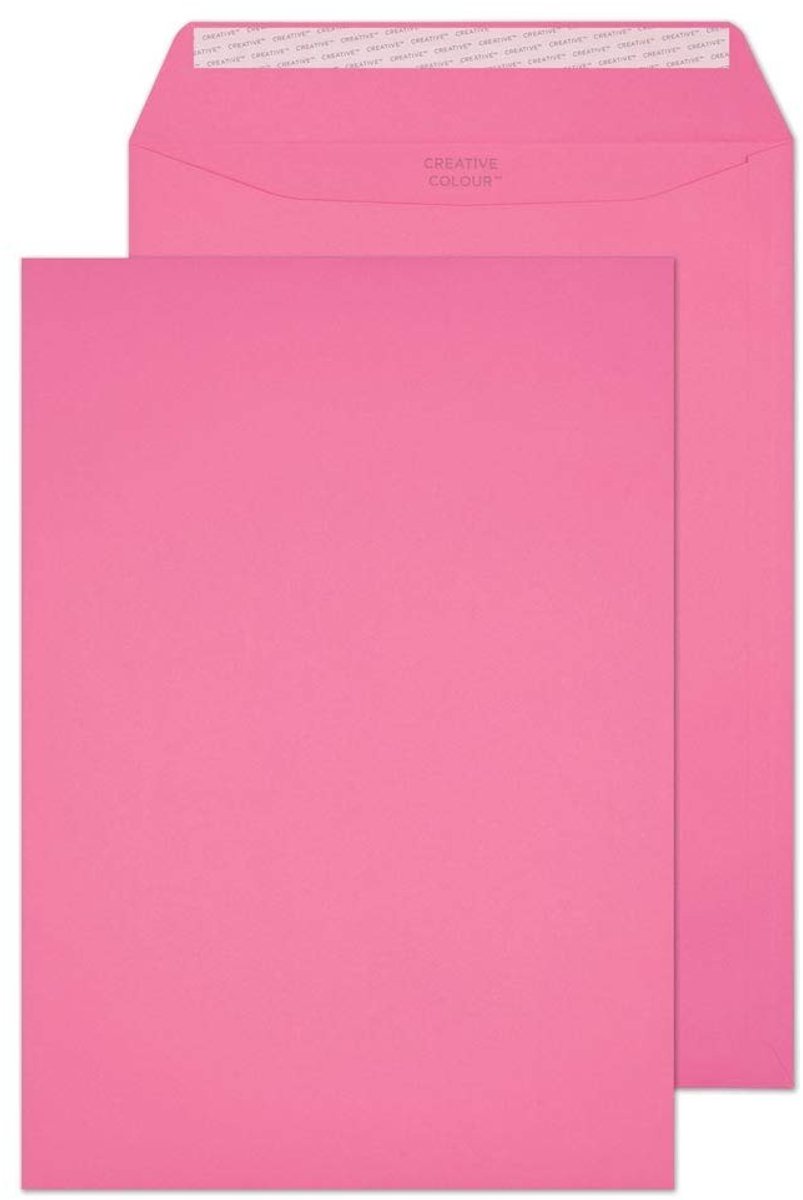 Solidchoice - Set van 250 Peel & Seal C4 Enveloppen 229 x 324 mm Flamingo Roze