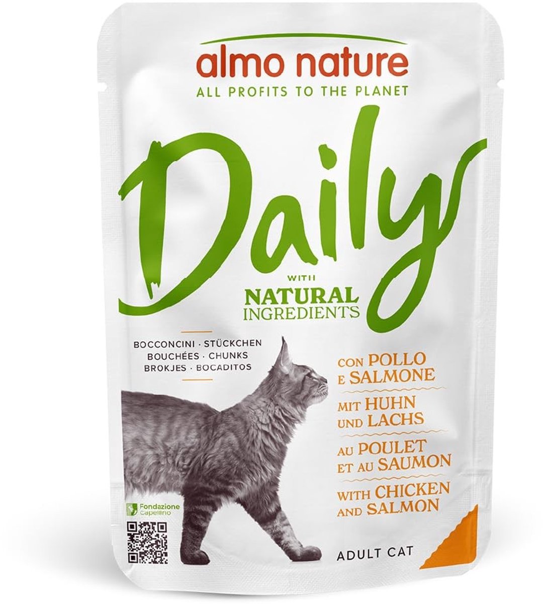 Solidchoice - Nat Voedsel voor Volwassen Katten met Kip en Zalm - 70 g, 30 Stuks