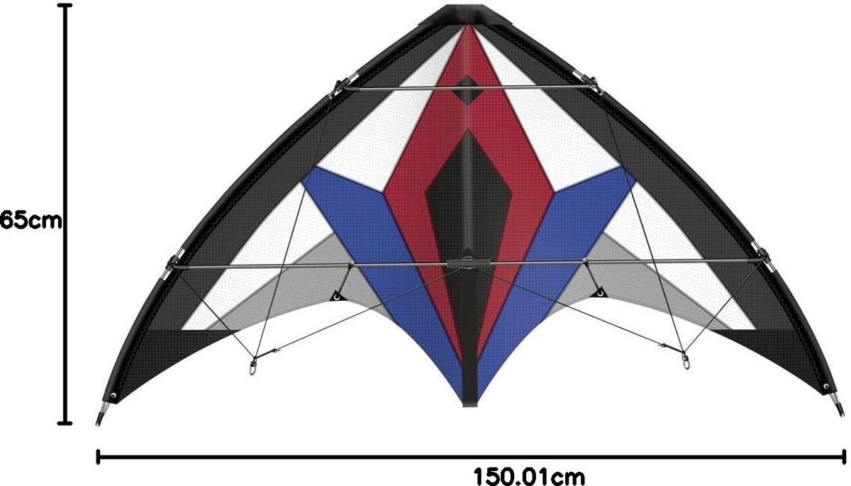 Solidchoice - Sportvlieger voor Gevorderden, 150 cm, Scheurbestendig Polyester met Stuurwielen