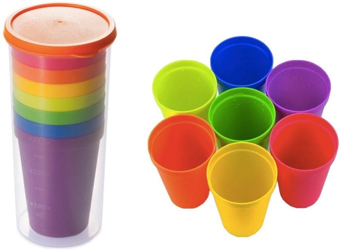 Solidchoice - Set van 8 Herbruikbare Reiskoppen in Kleur