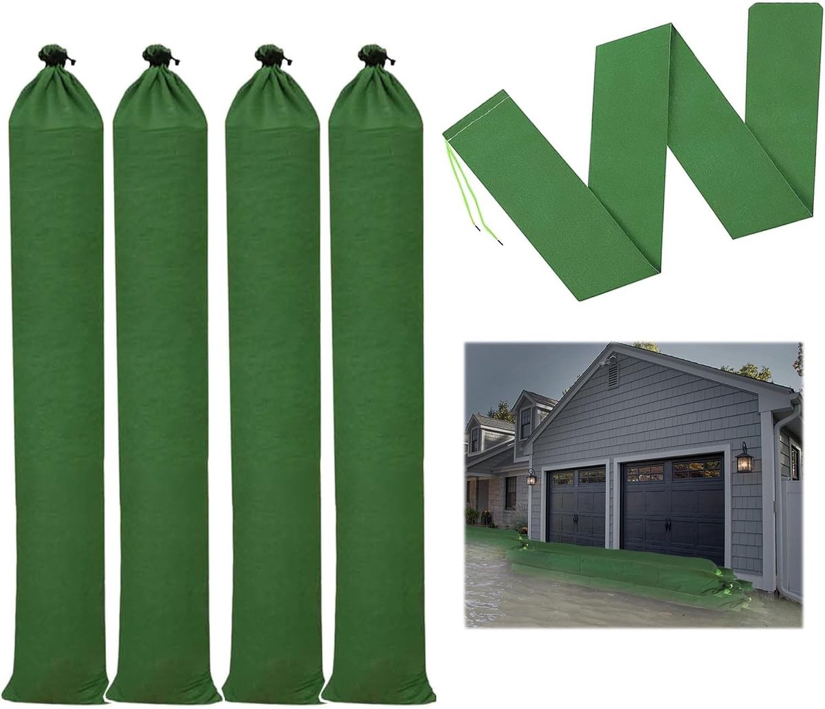 Set van 4 Waterdichte Zandzakken, Lange Canvas Zandzakken voor Overstromingen, Ideaal voor Garages, Deuren en Ramen, Bescherming tegen Wateroverlast en Vocht