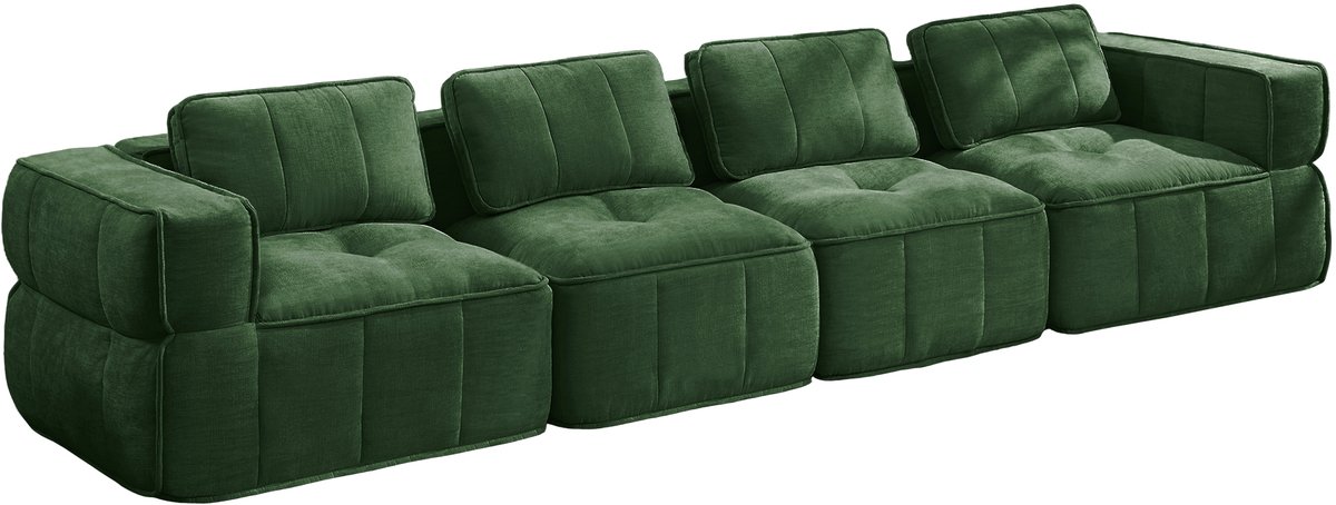 HAUSS SPOLE Zitbank - Modulaire Wolkbank - Frameloos Ontwerp Met 32D Schuim En Brede Armleuningen - Voor Woonkamer - Polyester Groen