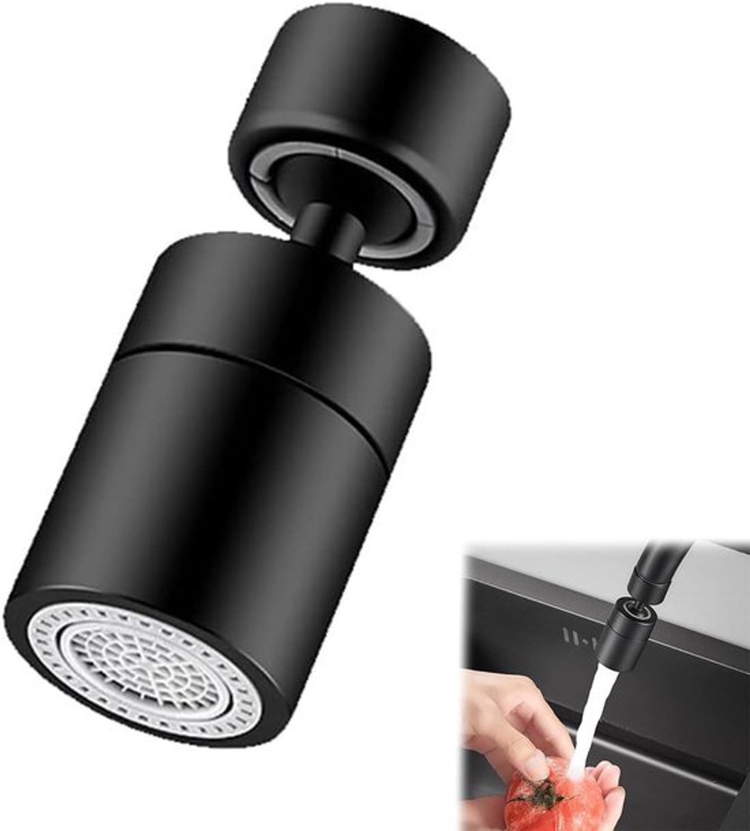 360° Draaibare Keukenkraan Mondstuk Sprayer, Zwart, Geschikt voor Keuken en Badkamer Wasbak