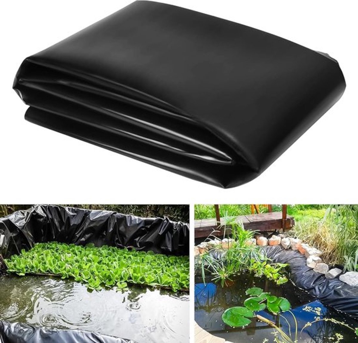 Zwarte Vijverfolie 3 x 2 m, Extra Sterke Vijverliner van 0.5 mm, Ideaal voor Tuinvijvers, Fonteinen en Watertuinen