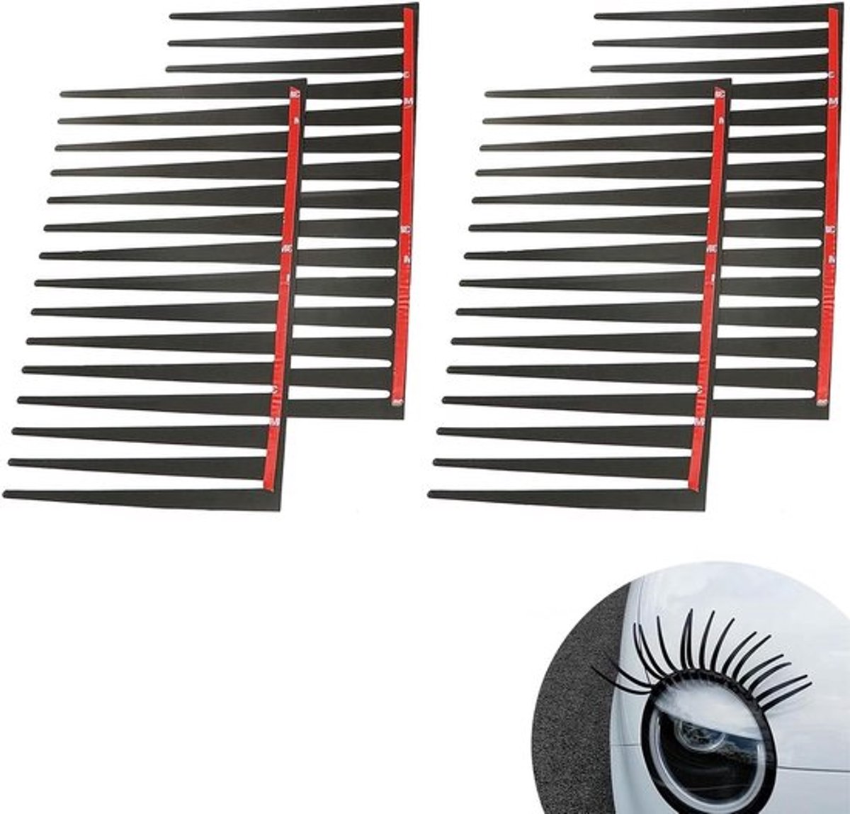 Grappige Autowimpers voor Koplampen - 2 Paar Waterdichte Zwart 3D-wimpers - Autostickers voor Decoratie met Glimlach