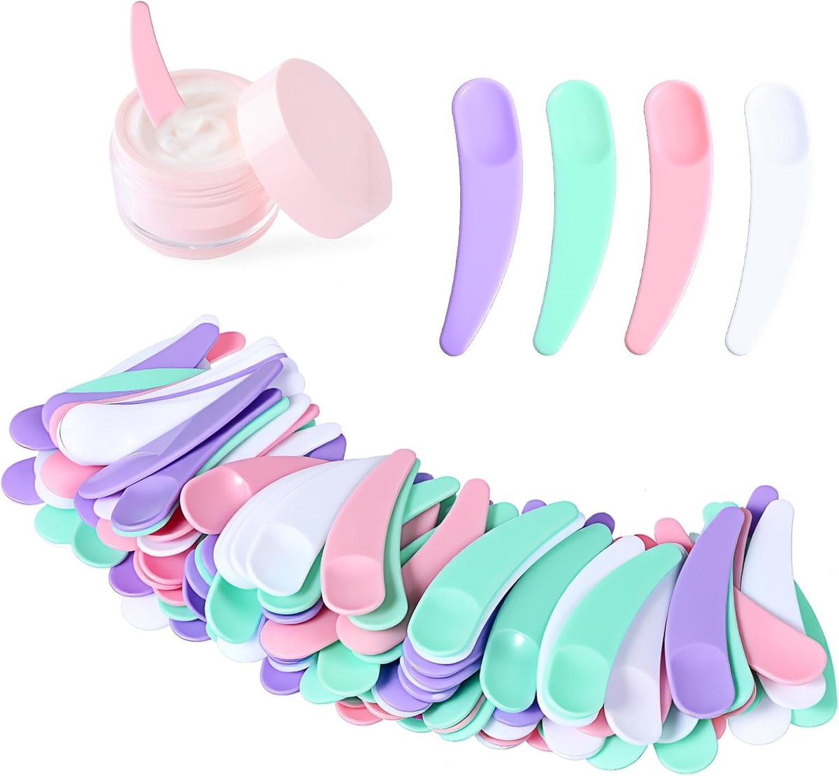 200 Stuks Cosmetische Spatels voor Crème, Mini Spatula's voor Make-up, Multi-kleurige Spatels en Maskerschep voor Overgebleven Producten