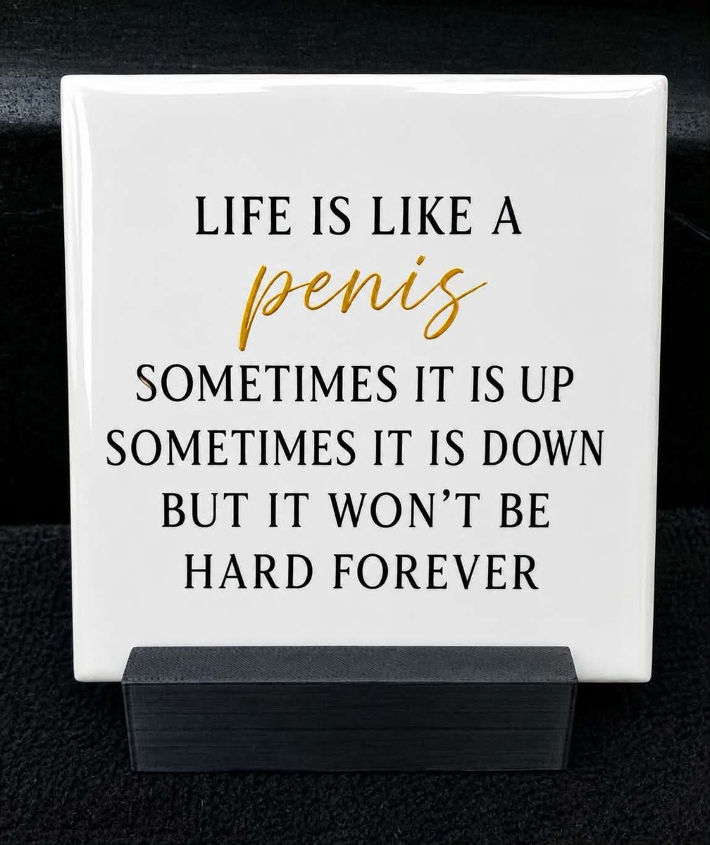 Happening creations Grappig tegeltje - Life is like a penis - humor cadeau wit,goud
