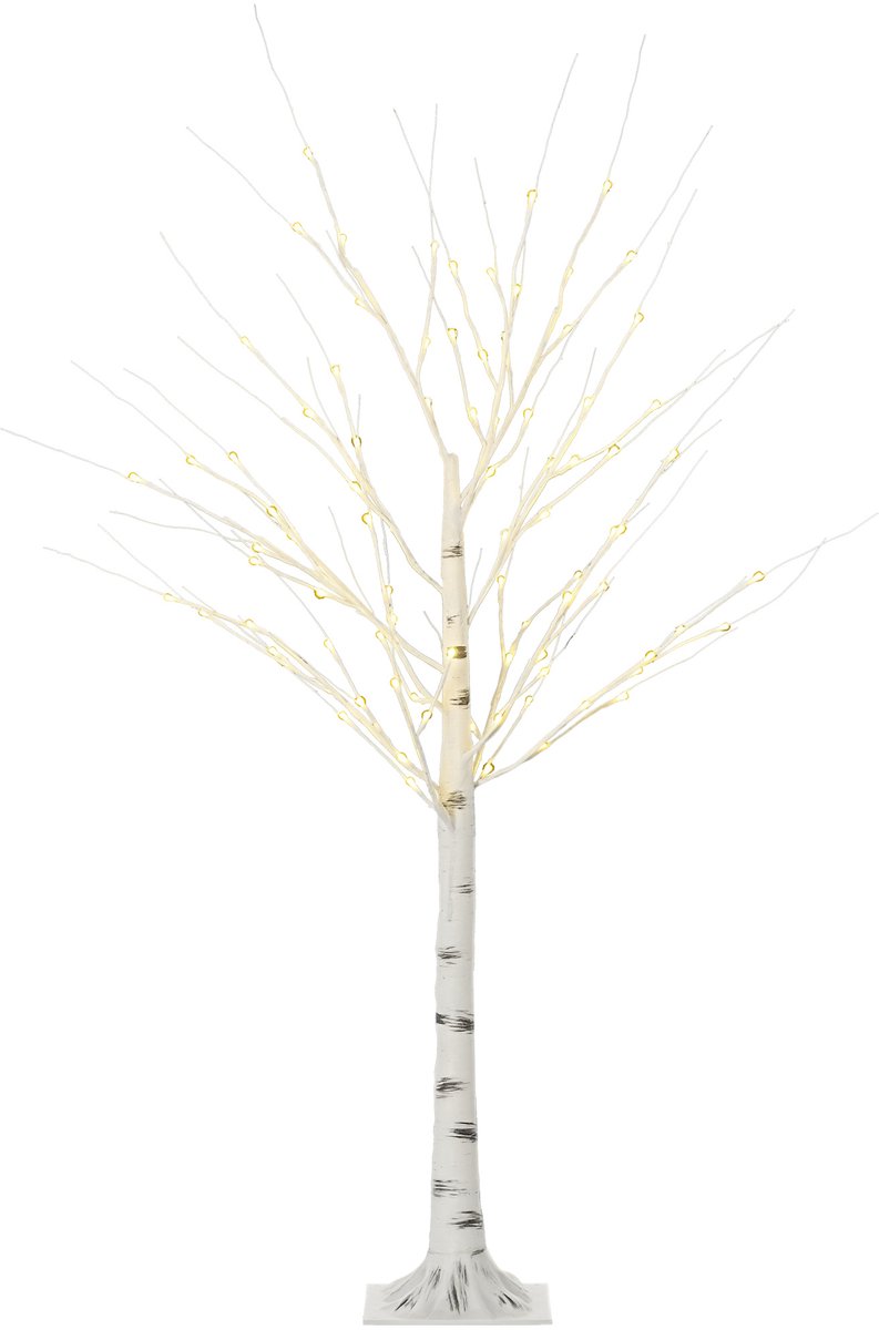 HOMCOM Verlichte Boom Kunststof, Metaal 22L x 22B x 150H cm Wit