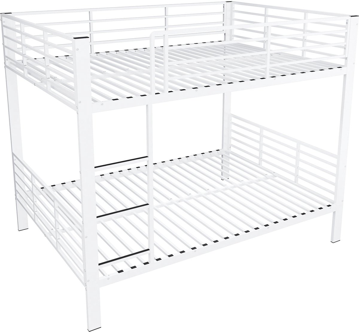 Merax Metalen Stapelbed 140 x 200 cm - Voor Volwassenen - Tieners En Kinderen - Veiligheidshek - Ladder - Geruisarm - Wit