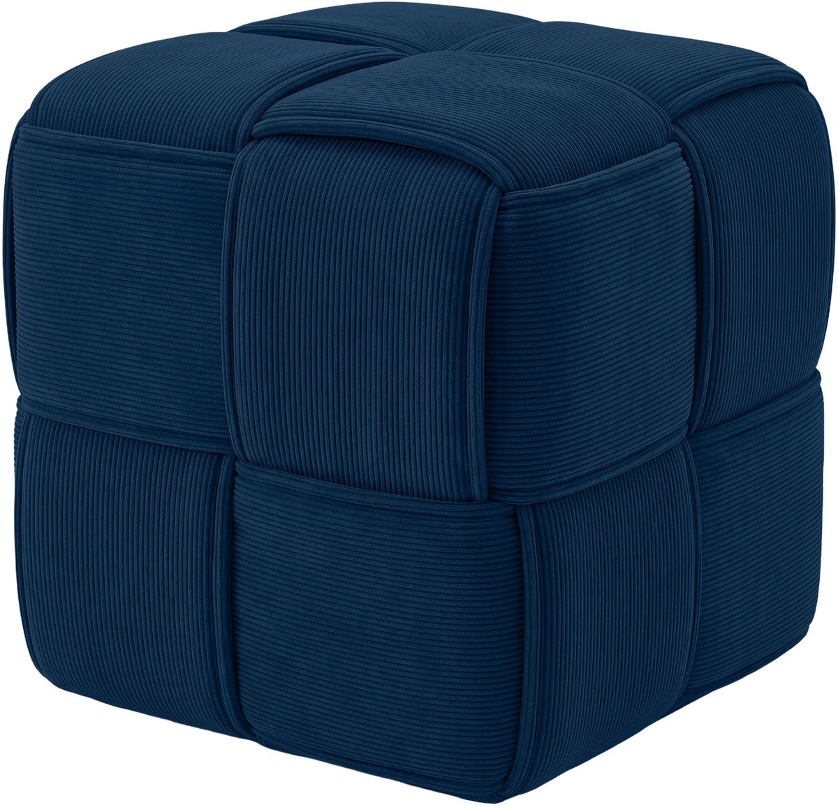 CLP Poef Forinta - hocker - vierkant - modern ontwerp - comfortabele zitting - voetensteun - zitkubus - corduroy stof - blauw